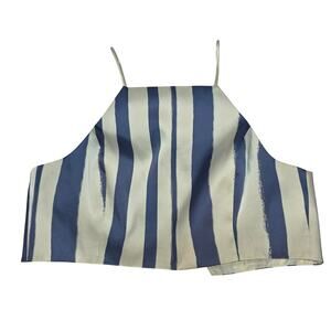 Top Shop Striped Open Back High Neck Cropped Top Size Small